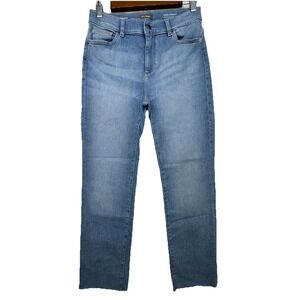 DL1961 Mara Straight Jeans Size 28‎ Blue Bay Mid Rise Instasculpt Ankle Raw Hem